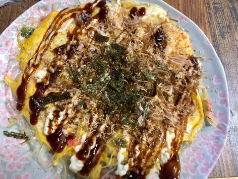 ライスペーパーレシピ♪桜エビのお好み焼き風